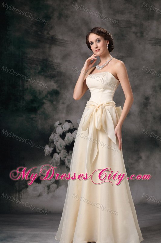 Light Yellow Empire Floor-length Chiffon Sashes Bridesmaid Dress