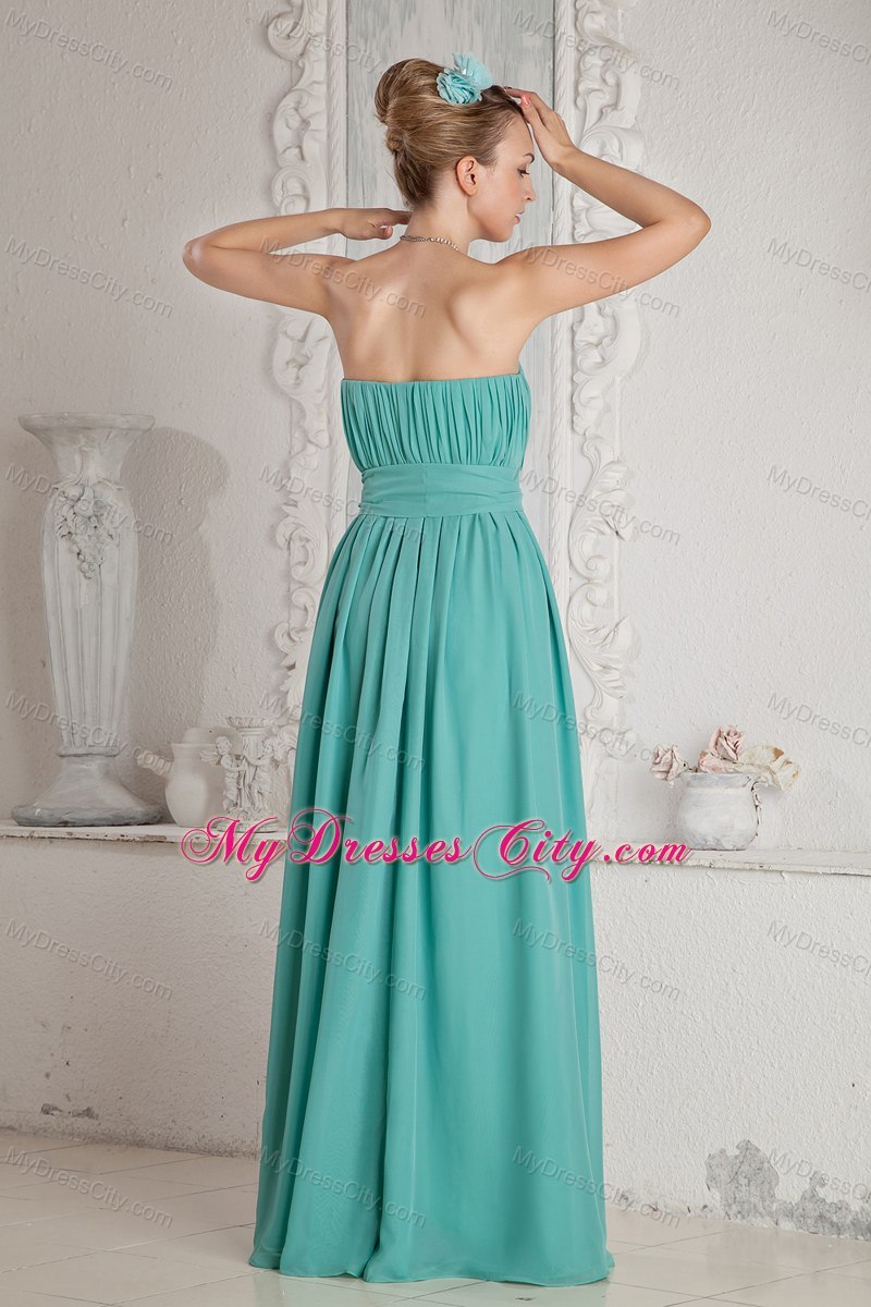 Cheap Turquoise Ruched Sweetheart Bridesmaid Dress with Sash