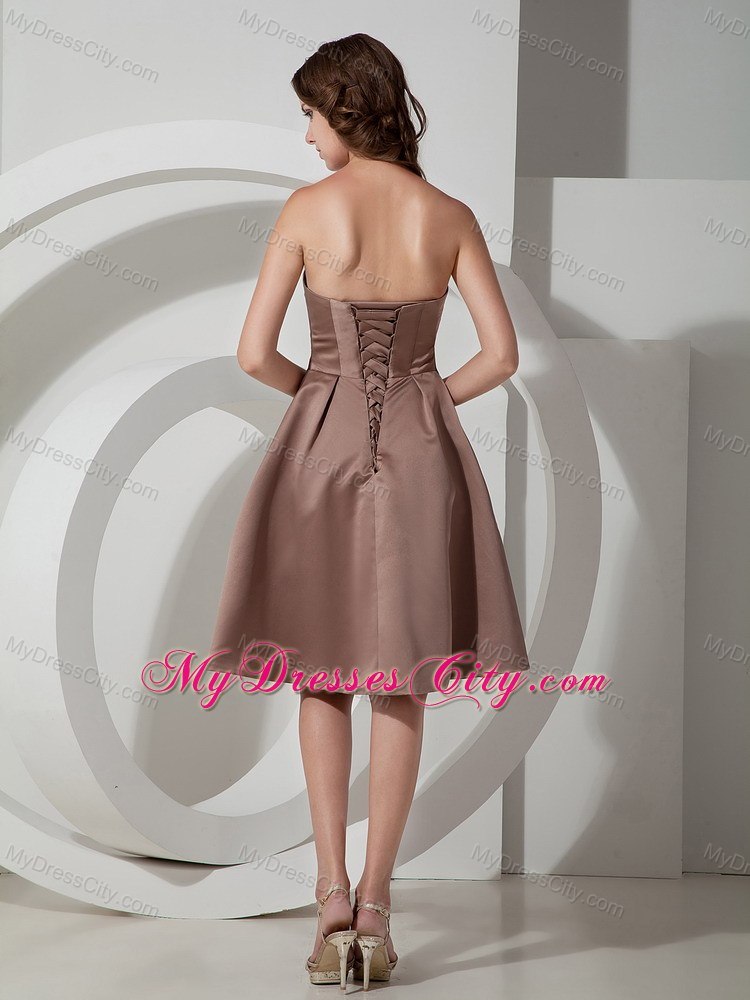 Knee-length Strapless Empire Belt Dress for Bridesmaid