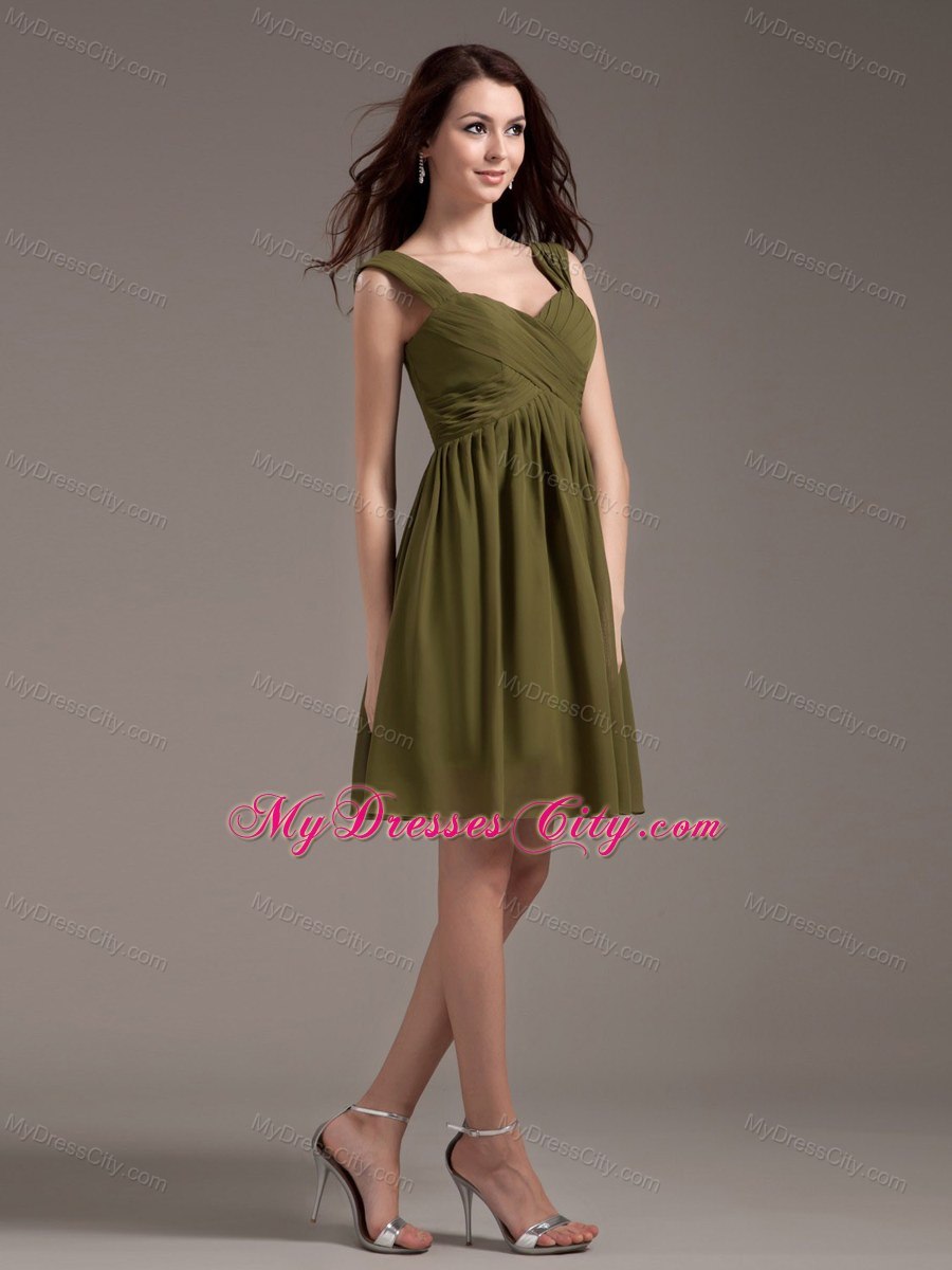 Olivaceous Column Straps Sweetheart Dress for Bridesmaid