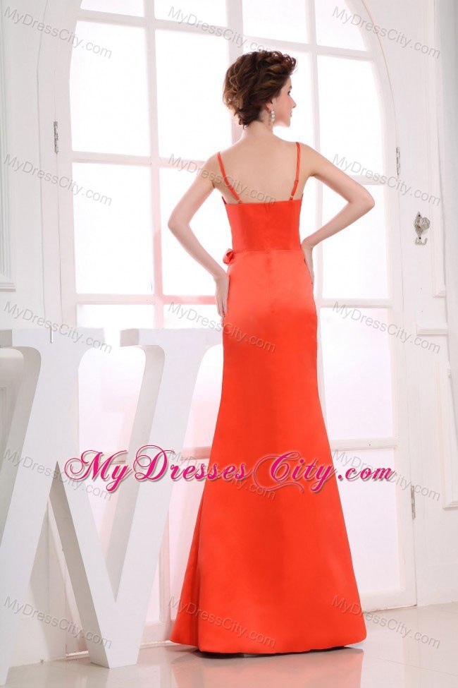 Long Orange A-line Sweetheart Flowery Dress for Bridesmaid