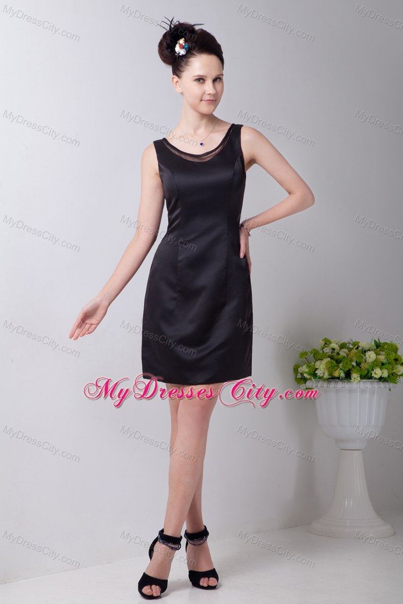 Lovely Mini Column Scoop Black Dress for Bridesmaid