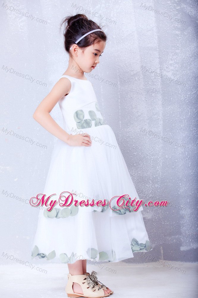 Watermark Flowers for Tea-length Tulle and Taffeta Flower Girl Dress