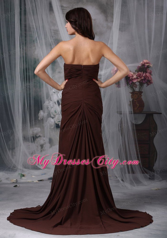 Brown Empire Sweetheart Brush Train Slits Mather Of The Bride Dress