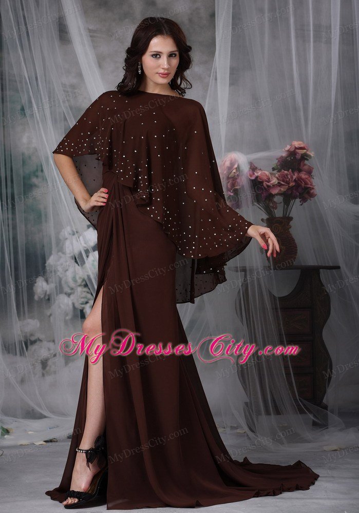 Brown Empire Sweetheart Brush Train Slits Mather Of The Bride Dress