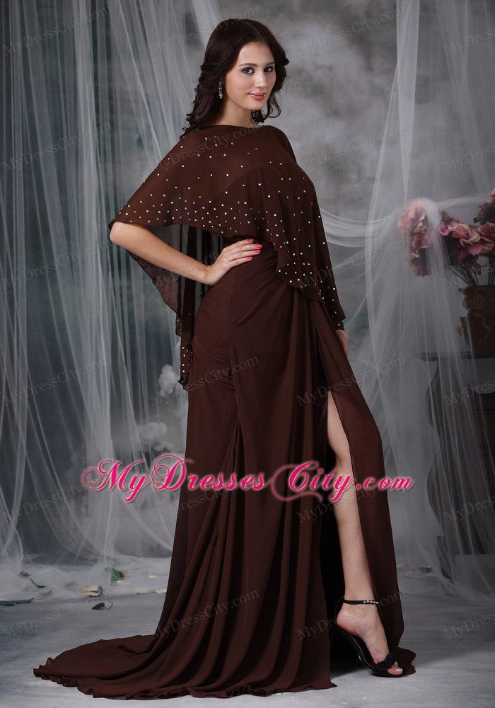 Brown Empire Sweetheart Brush Train Slits Mather Of The Bride Dress