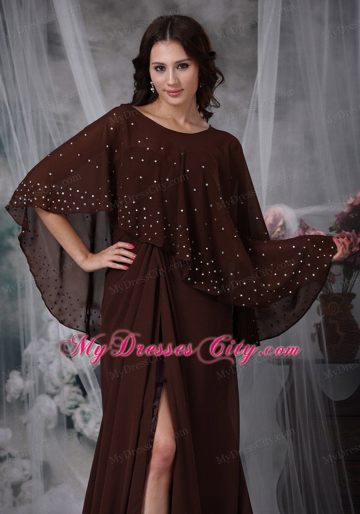 Brown Empire Sweetheart Brush Train Slits Mather Of The Bride Dress