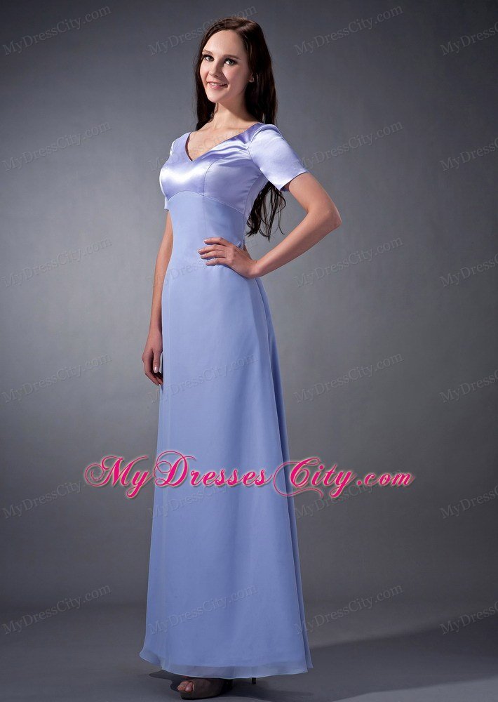 Lilac Cloumn V-neck Ankle-length Mothers Dresses