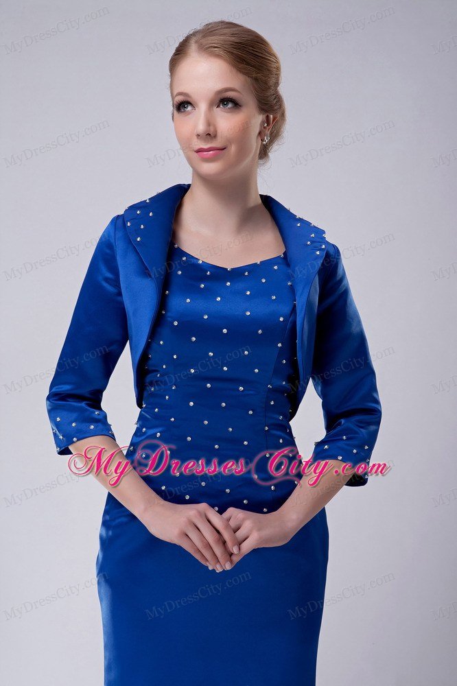 Royal Blue Scoop Floor-length Beading Mother Of The Bride Dress