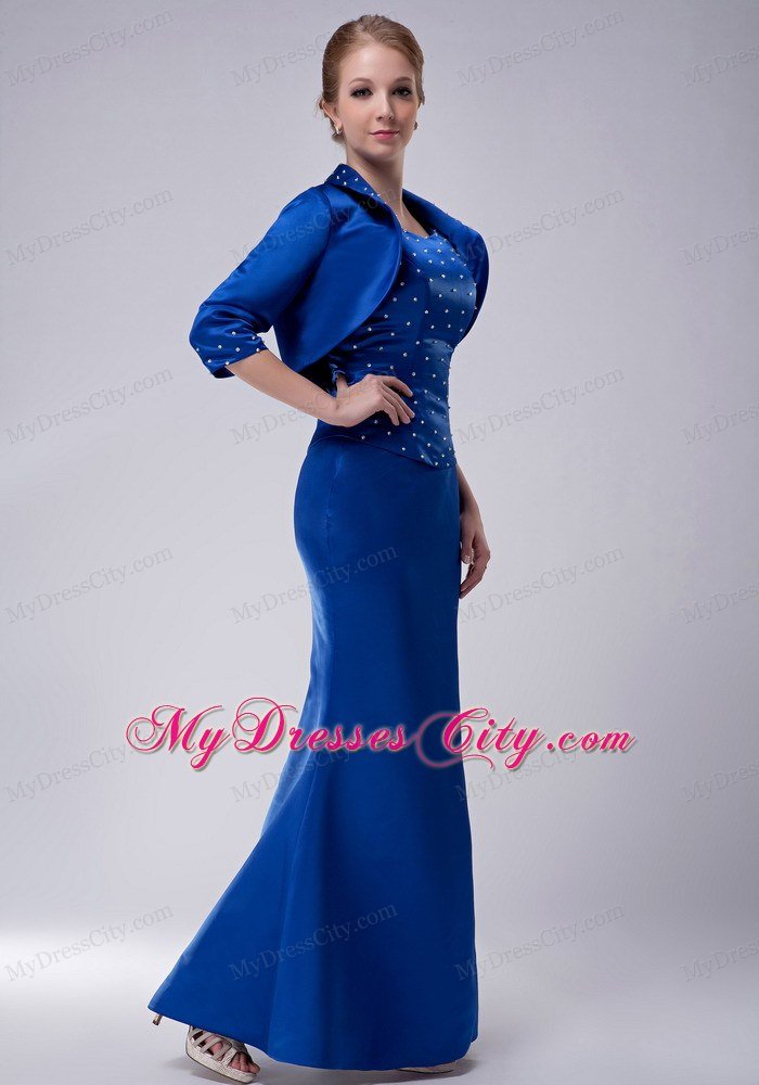 Royal Blue Scoop Floor-length Beading Mother Of The Bride Dress