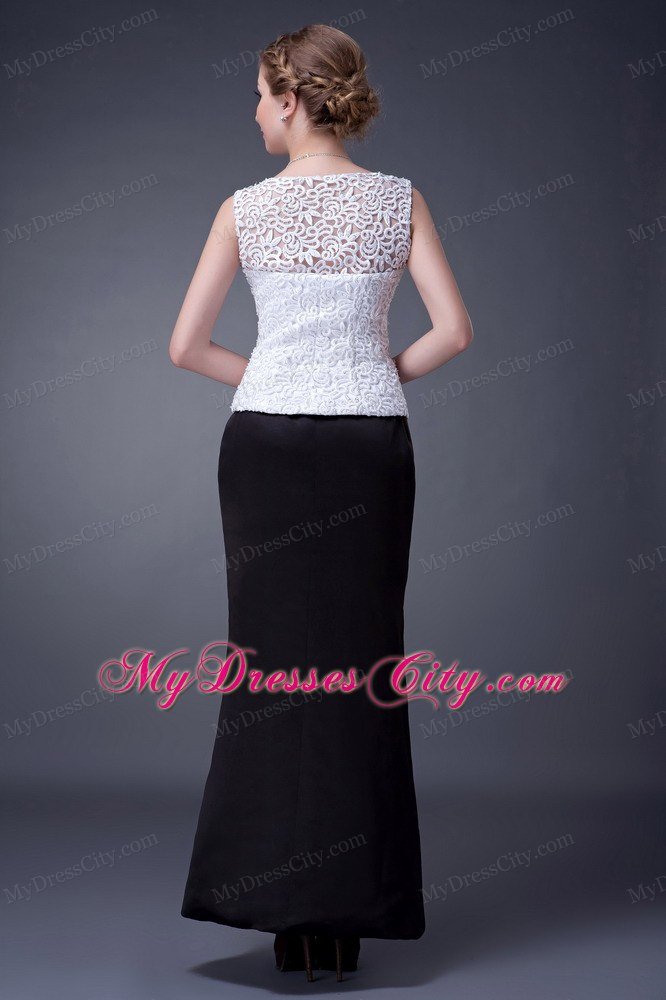 Black and White Column V-neck Ankle-length Mother Of the Bride Dresses