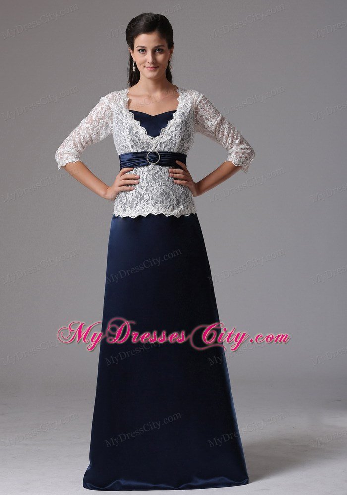 Lace A-line V-neck Mother Of The Bride Dress With Sleeves