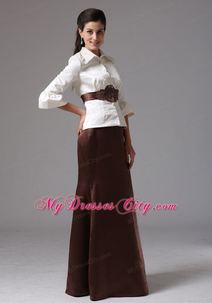 Column Mother Of the Bride Dress With Long Sleeves and Belt