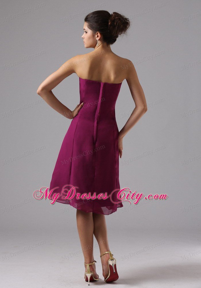 Sweetheart Beaded Knee-length Burgundy Chiffon Jacket Mother in Law Dresses