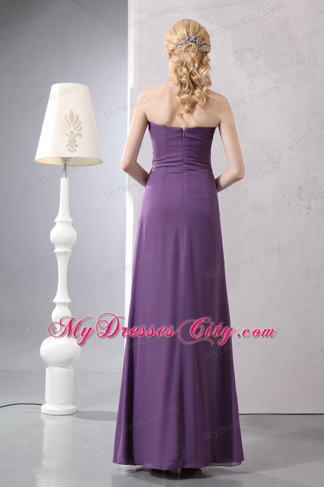 Sweetheart Ruched Layers Ankle-length Chiffon Purple Mother Bride Dress