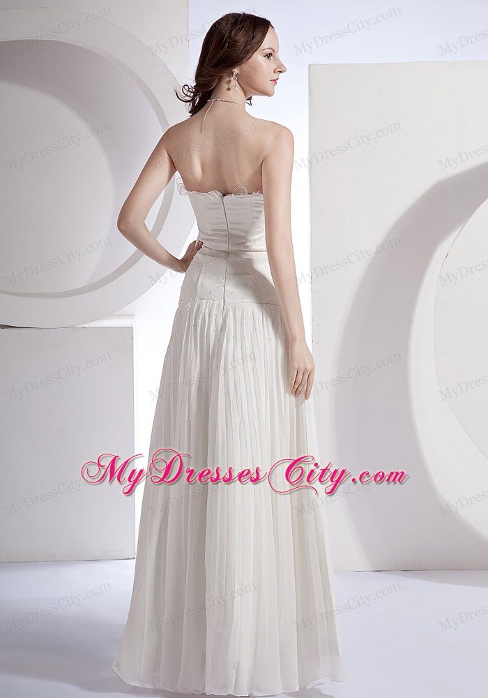 Beaded Strapless Pleats White 2013 Cheap Prom Dress On Sale