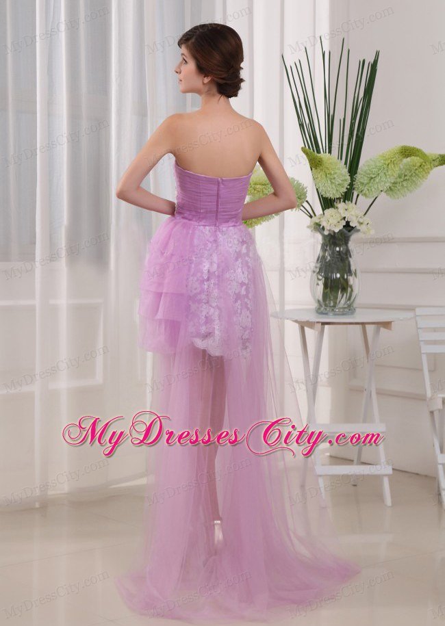 Lavender Appliques with Beading Mini-length High-low Prom Dresses