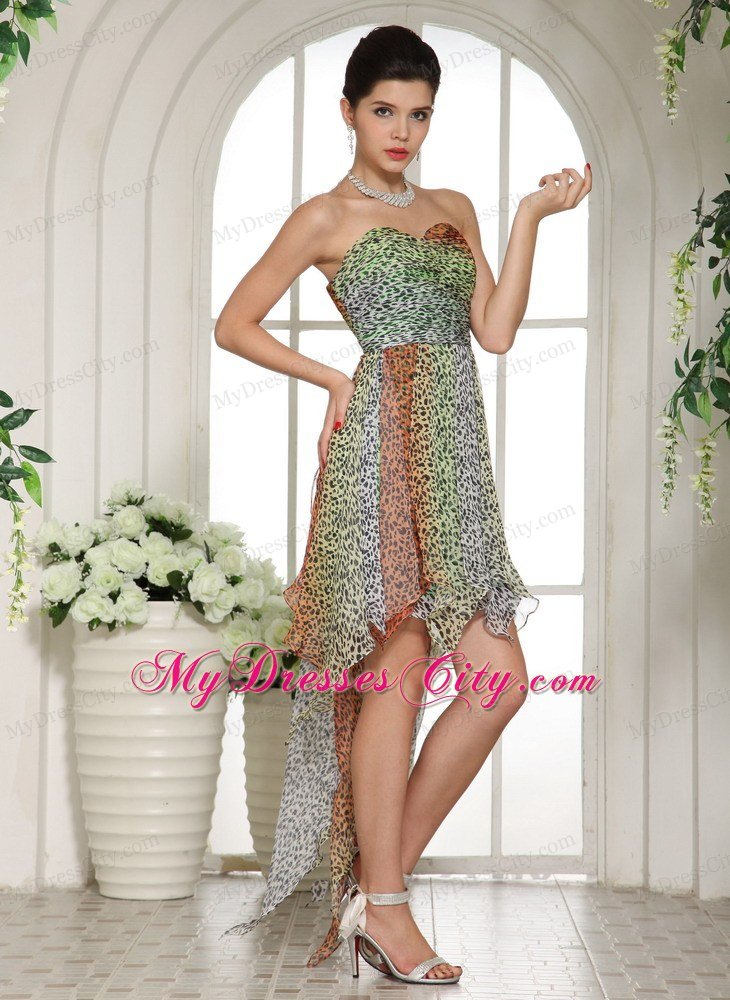 Leopard Colorful Chiffon High-low Semi-formal Prom Dresses