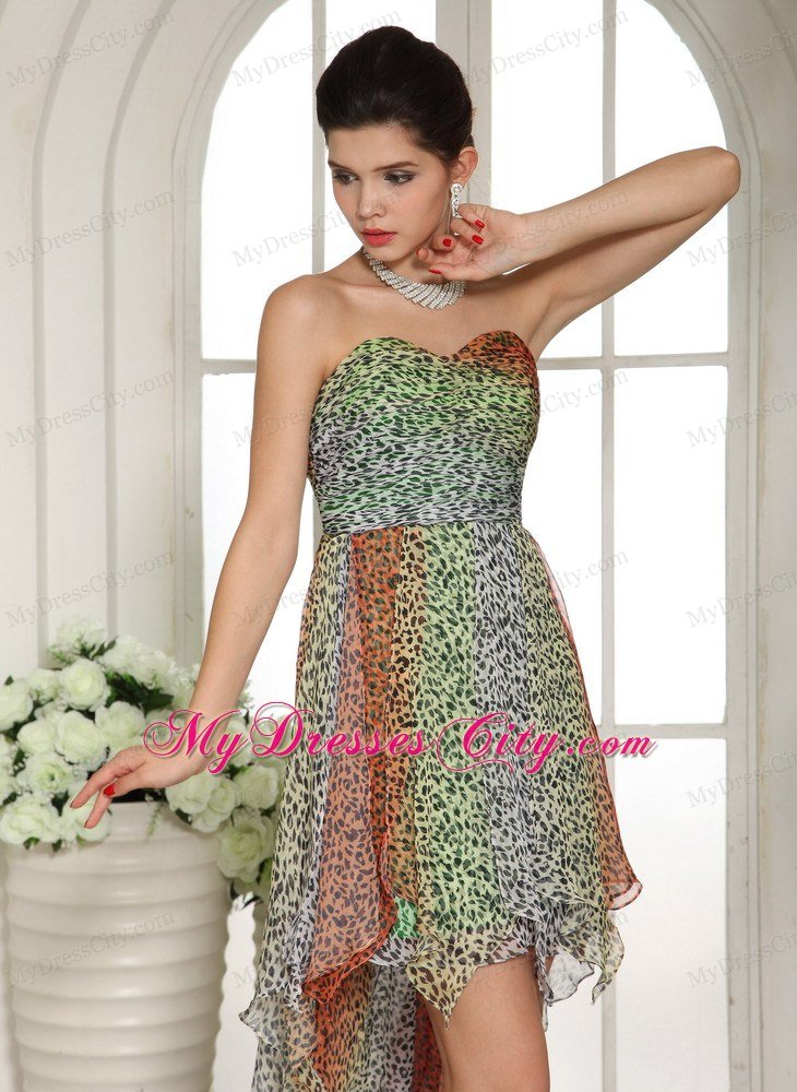 Leopard Colorful Chiffon High-low Semi-formal Prom Dresses