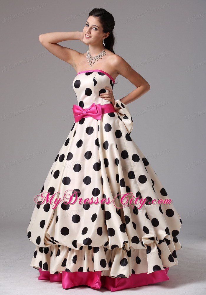 Pretty A-line Strapless Prom Gowns with Bowknot Front and Back