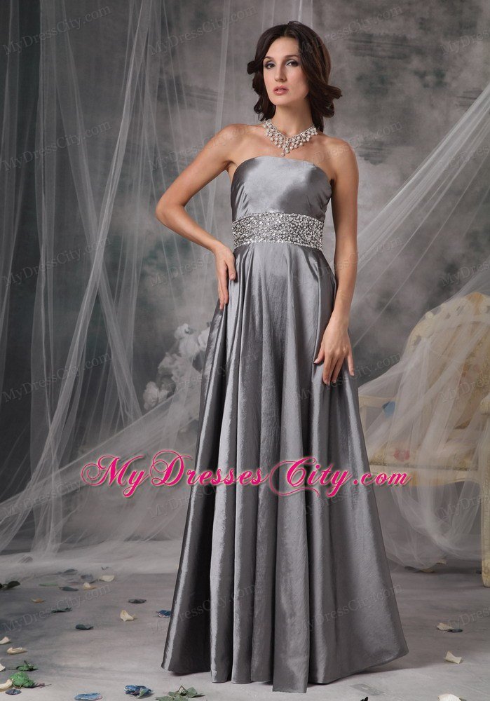 Beaded Strapless A-line Silver Prom Evening Dresses for Cheap