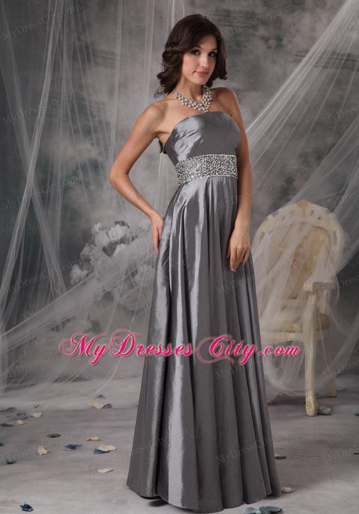 Beaded Strapless A-line Silver Prom Evening Dresses for Cheap