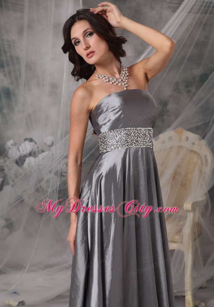 Beaded Strapless A-line Silver Prom Evening Dresses for Cheap