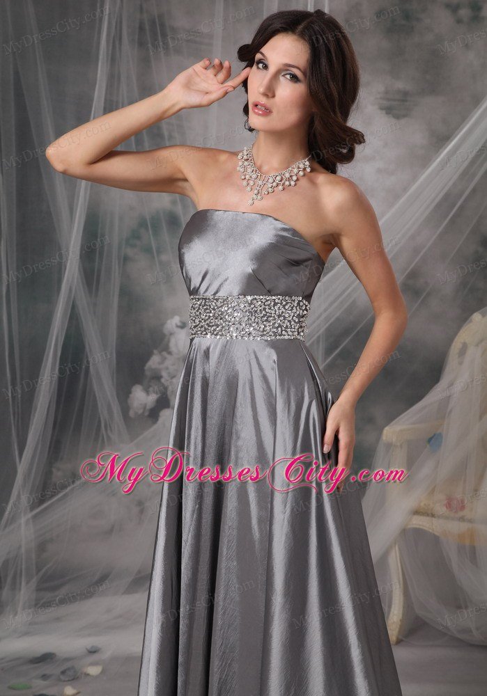 Beaded Strapless A-line Silver Prom Evening Dresses for Cheap