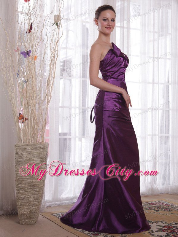 Elegant Ruching Brooch Sweetheart Purple Prom Gowns for Ladies