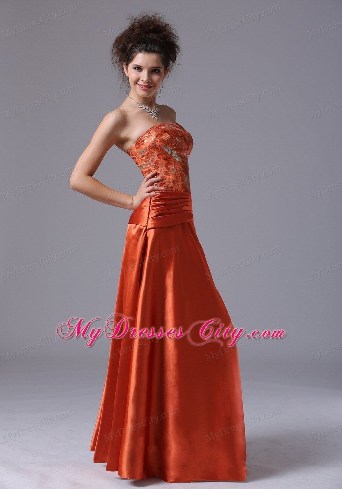 Rust Red Column Strapless Cheap Prom Dresses for Women