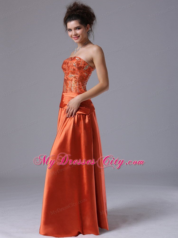 Rust Red Column Strapless Cheap Prom Dresses for Women