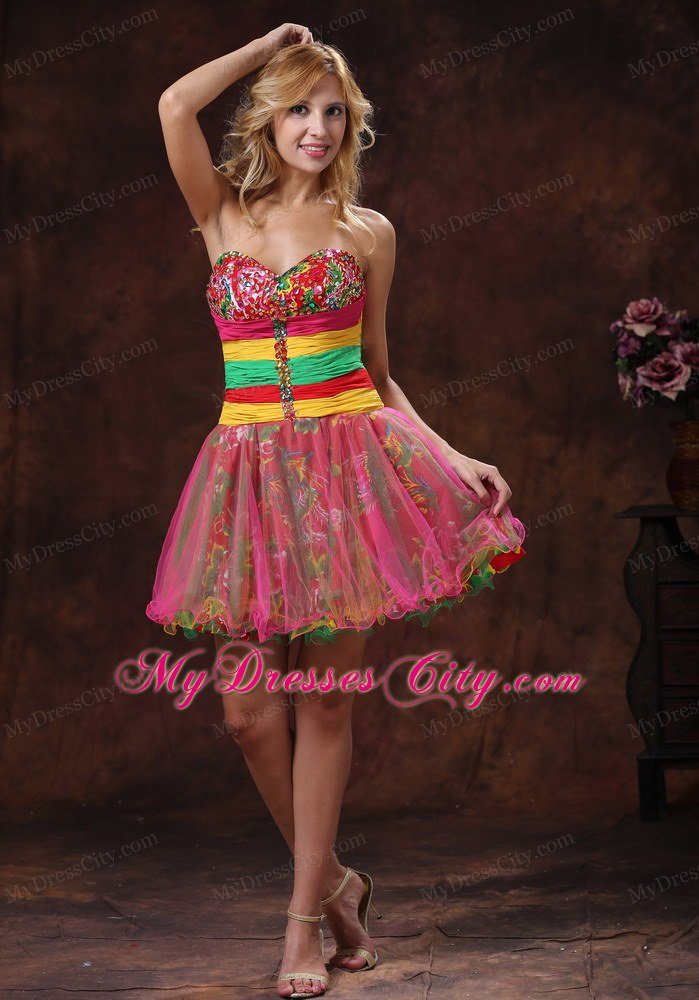 Sweetheart Beaded 2013 Colorful Short Prom Dresses for Girls