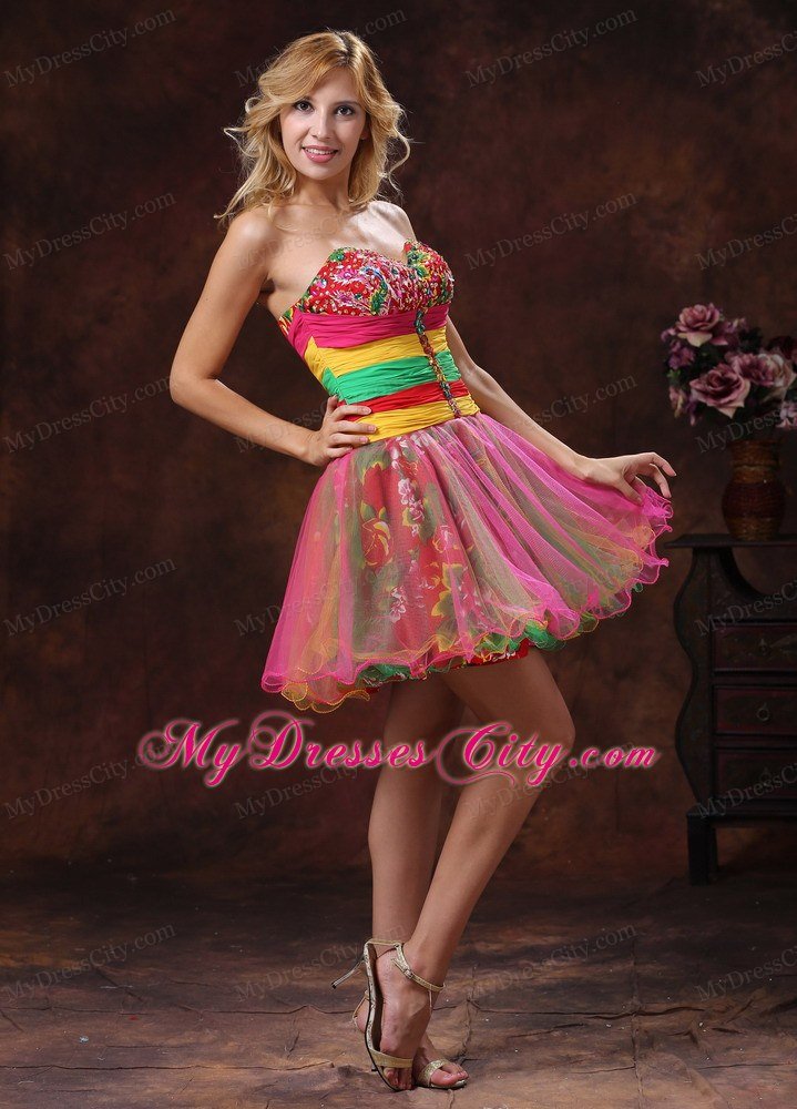 Sweetheart Beaded 2013 Colorful Short Prom Dresses for Girls