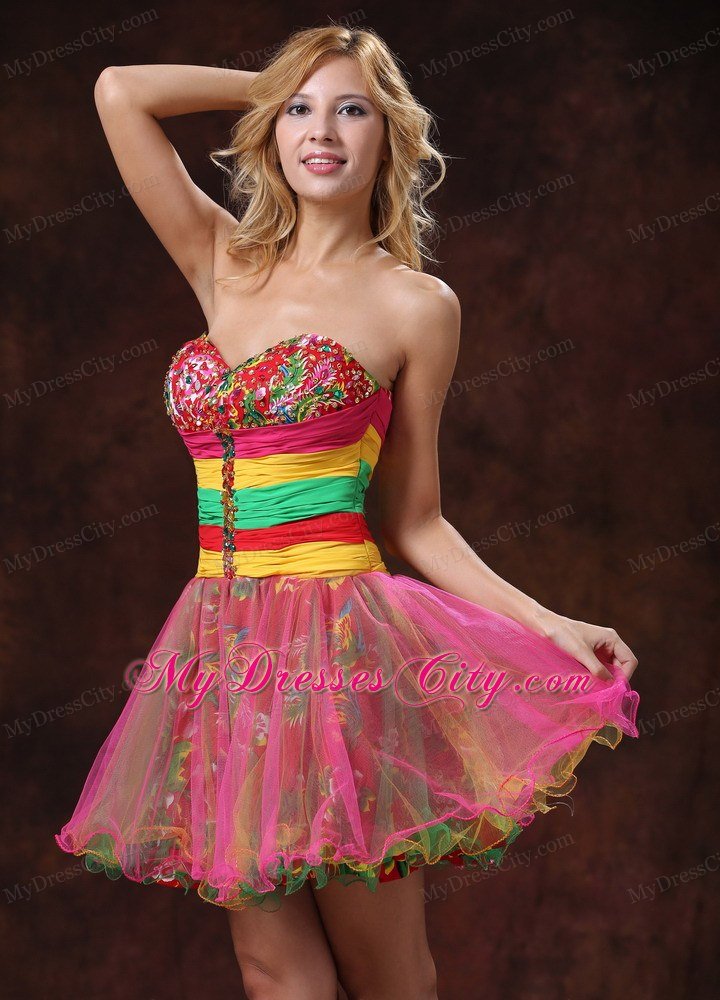 Sweetheart Beaded 2013 Colorful Short Prom Dresses for Girls