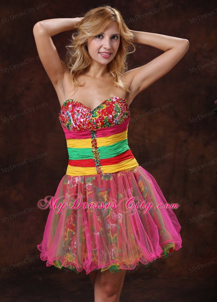 Sweetheart Beaded 2013 Colorful Short Prom Dresses for Girls