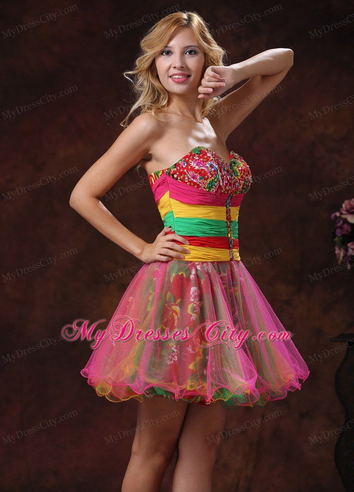 Sweetheart Beaded 2013 Colorful Short Prom Dresses for Girls