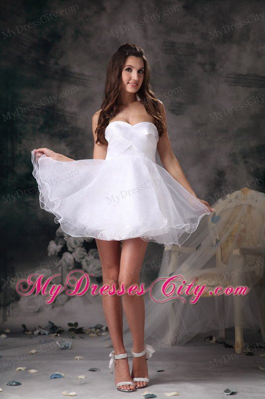 White A-line Organza Sweetheart Short Prom Cocktail Dress 2013