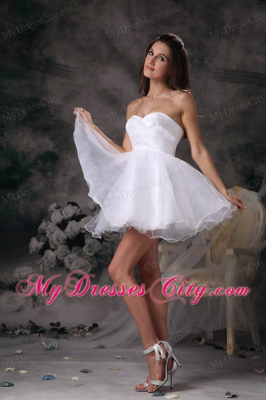 White A-line Organza Sweetheart Short Prom Cocktail Dress 2013