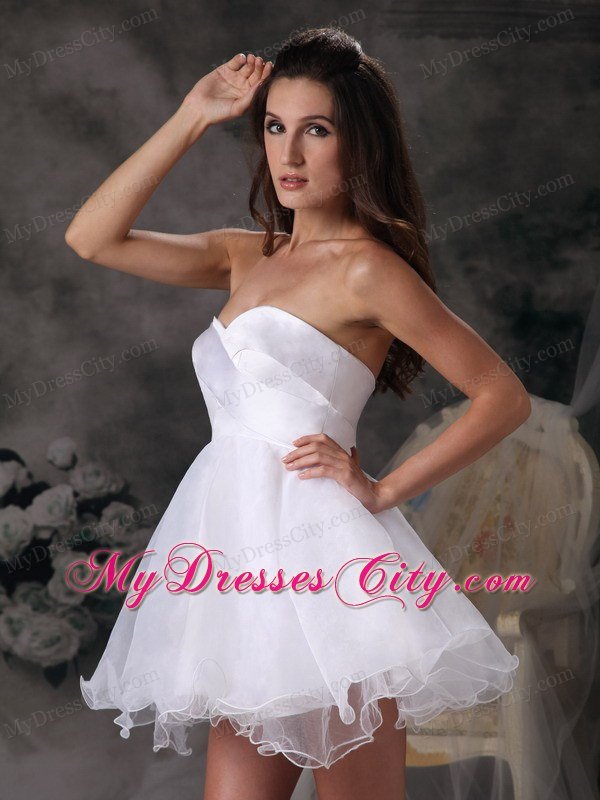 White A-line Organza Sweetheart Short Prom Cocktail Dress 2013