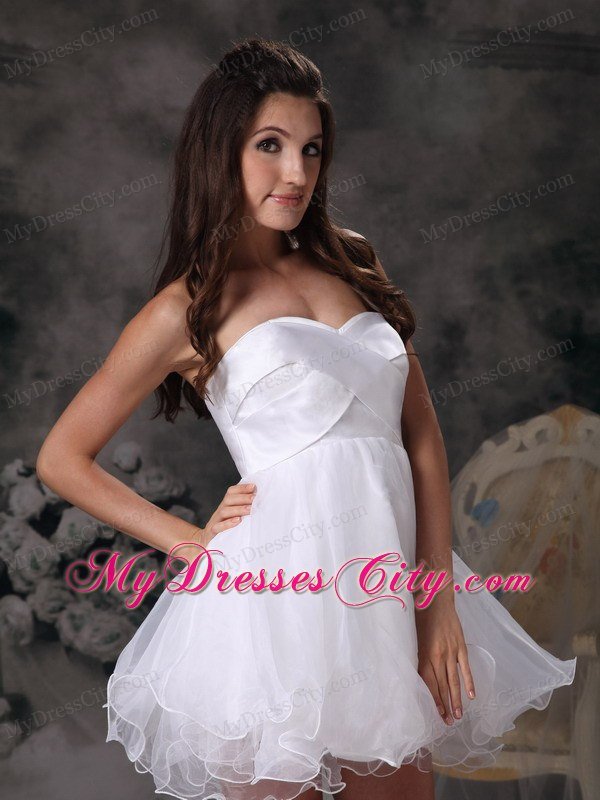 White A-line Organza Sweetheart Short Prom Cocktail Dress 2013