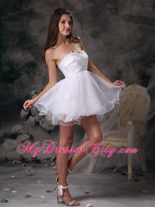 White A-line Organza Sweetheart Short Prom Cocktail Dress 2013