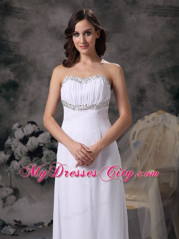 White Sweetheart Beading Prom Gown Dress Chiffon on Sale