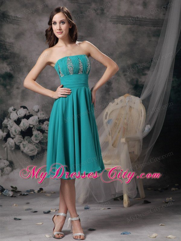 Simple Turquoise Short Prom Homecoming Dress with Beading