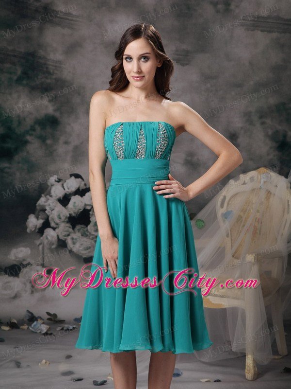 Simple Turquoise Short Prom Homecoming Dress with Beading