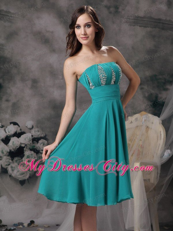 Simple Turquoise Short Prom Homecoming Dress with Beading