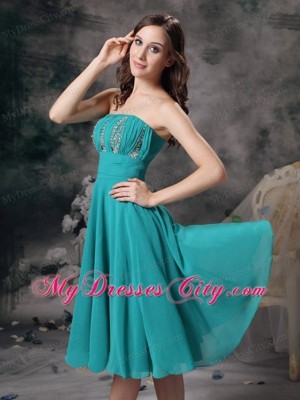 Simple Turquoise Short Prom Homecoming Dress with Beading