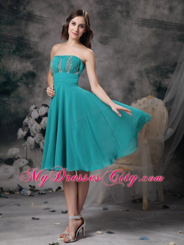 Simple Turquoise Short Prom Homecoming Dress with Beading