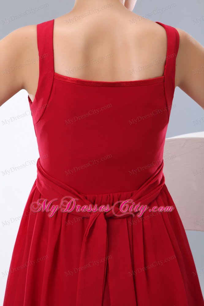 Red Empire Straps Chiffon Beading Short Prom Cocktail Dress