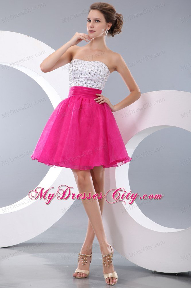 2013 Hot Pink A-line Beading Short Prom Homecoming Dress