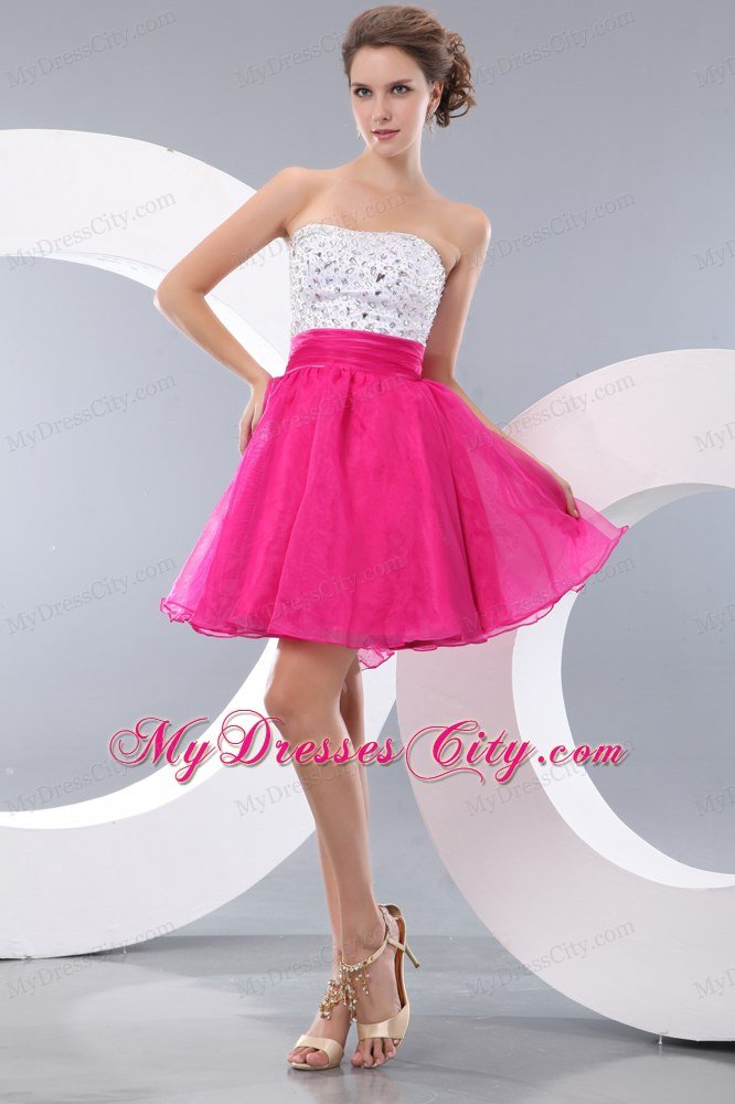 2013 Hot Pink A-line Beading Short Prom Homecoming Dress